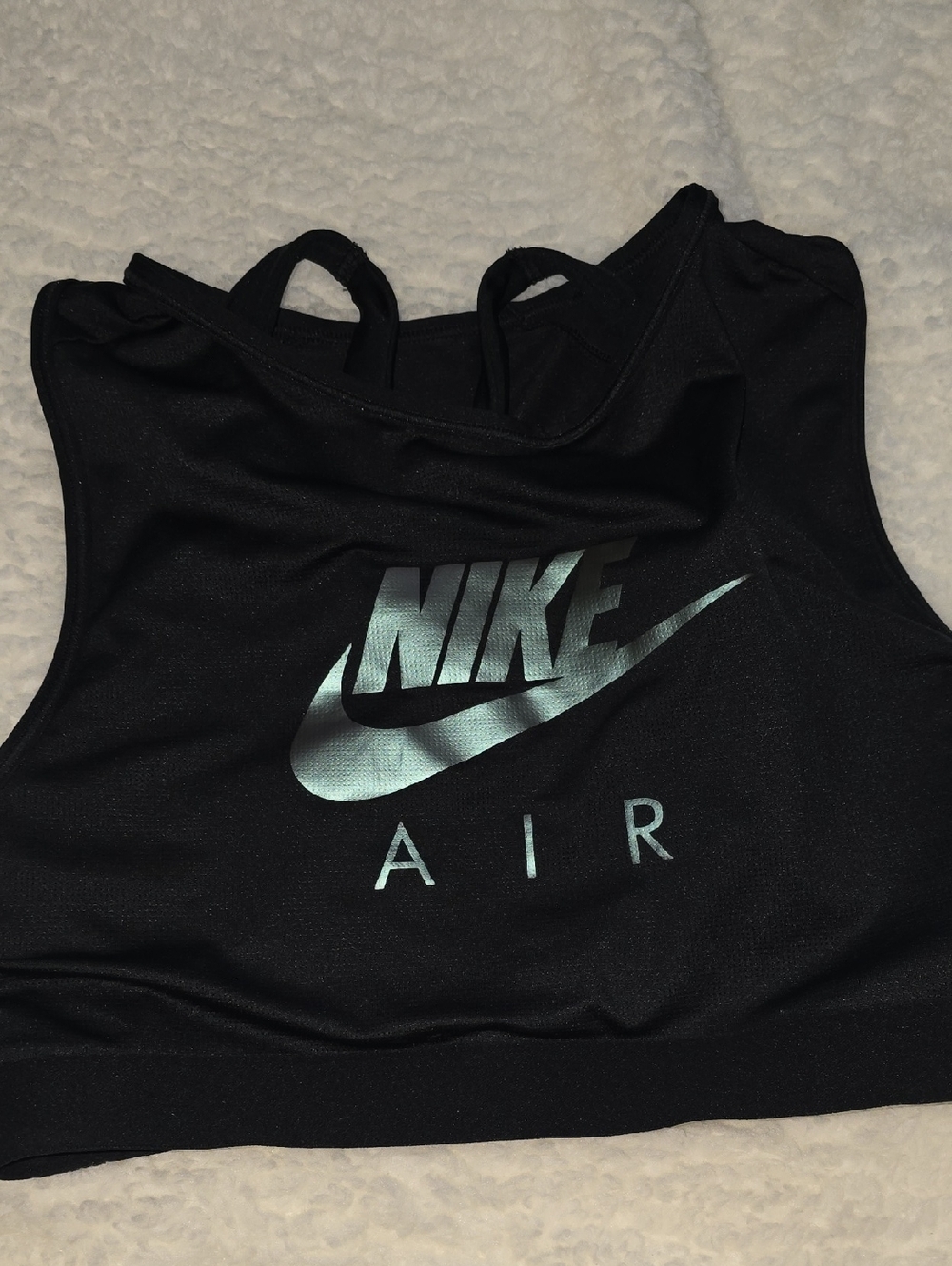 Nike Black Crop Sports Bra with Metallic Logo